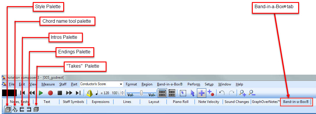 Band-in-a-Box® main palette